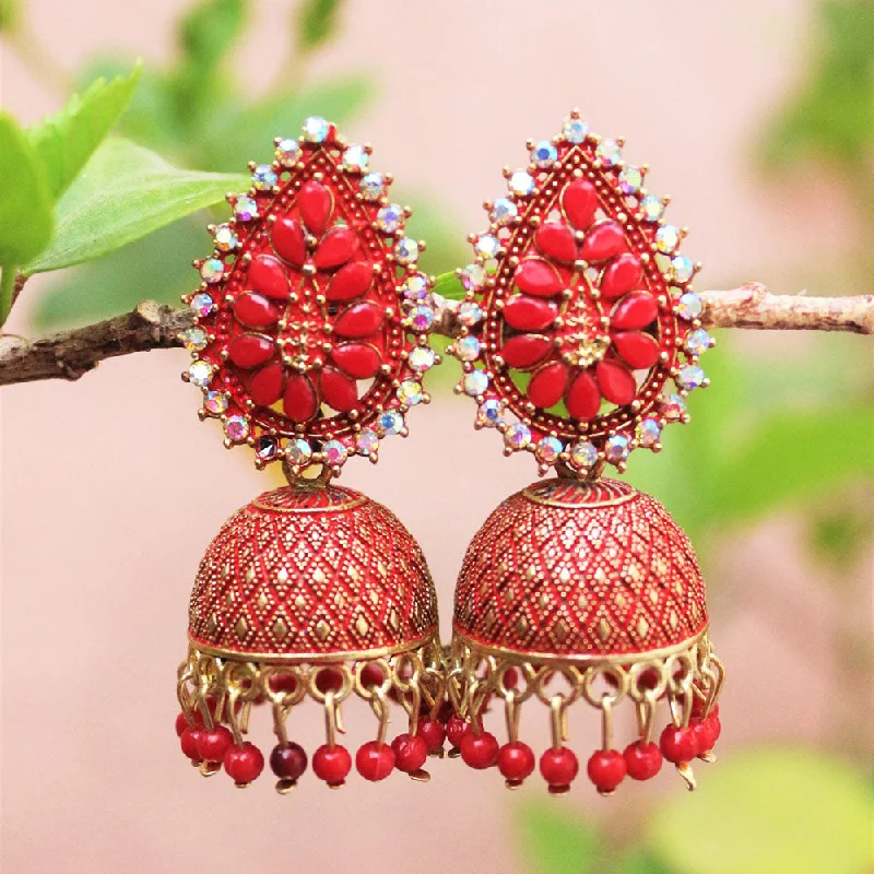 women’s elegant earrings-H K Fashion Gold Plated Austrian Stone Jhumki Earrings