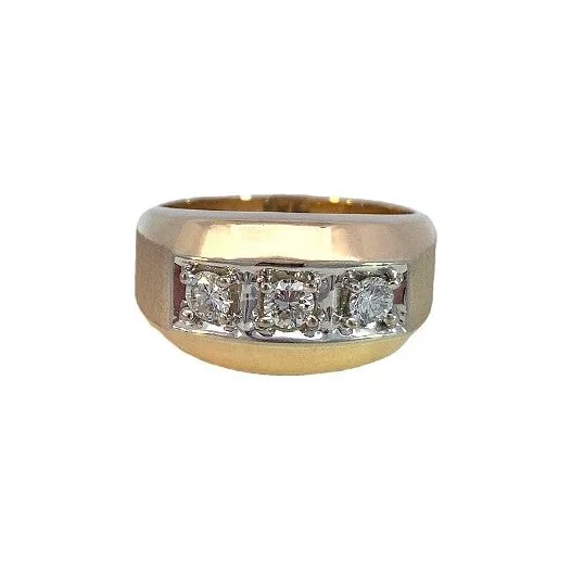 women’s modern solitaire engagement rings-Estate 14K Two-Tone Men's Diamond Ring