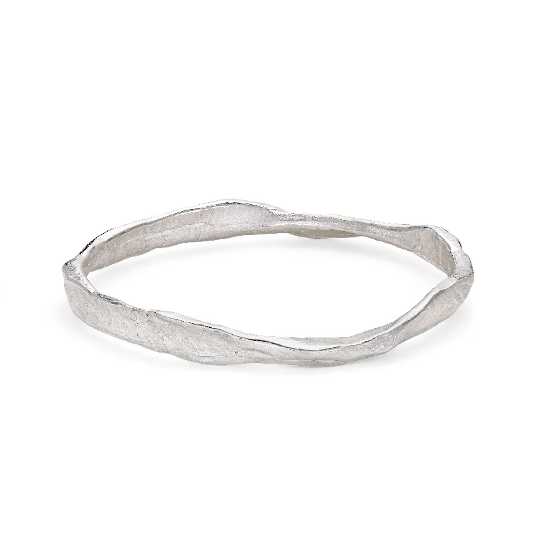 women’s adjustable bracelets-Rock Bangle Silver