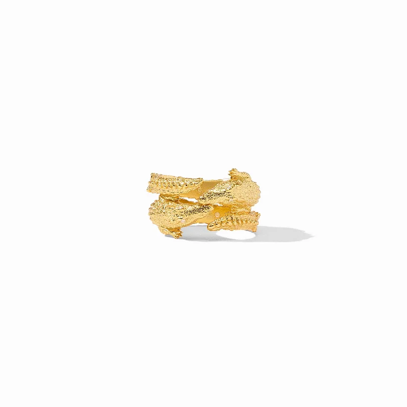 women’s stackable gemstone rings-Alligator Duet Ring