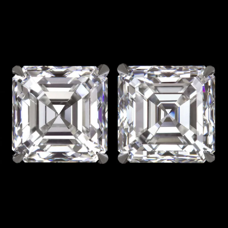 women’s adjustable earrings-1.80 CARAT H VS1 GIA CERTIFIED ASSCHER CUT DIAMOND STUD EARRINGS GOLD NATURAL