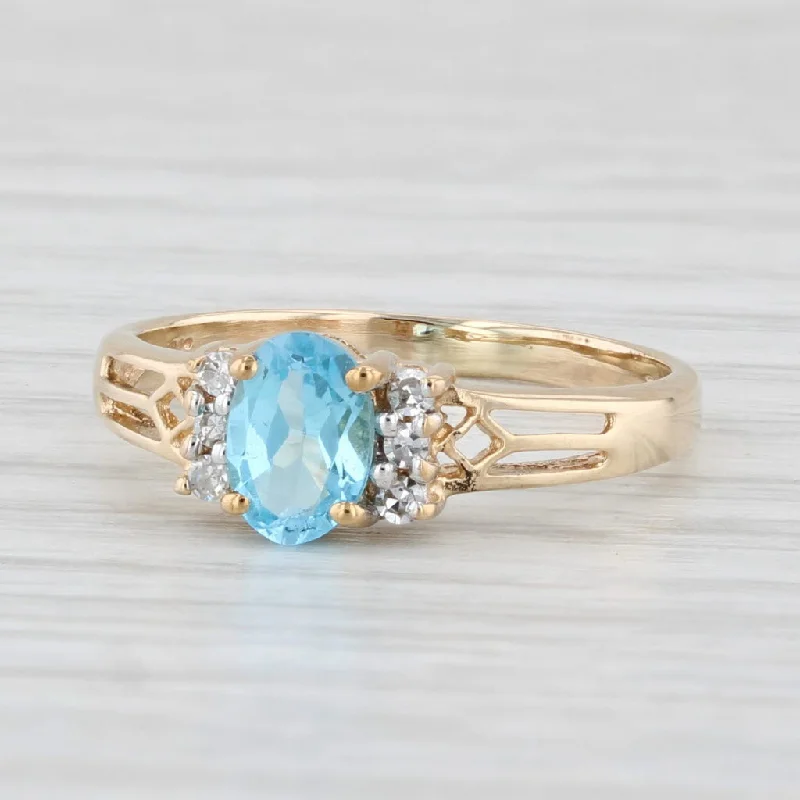 women’s diamond cluster engagement rings-Town & Country 0.59ctw Blue Topaz Diamond Ring 10k Yellow Gold Size 5.25