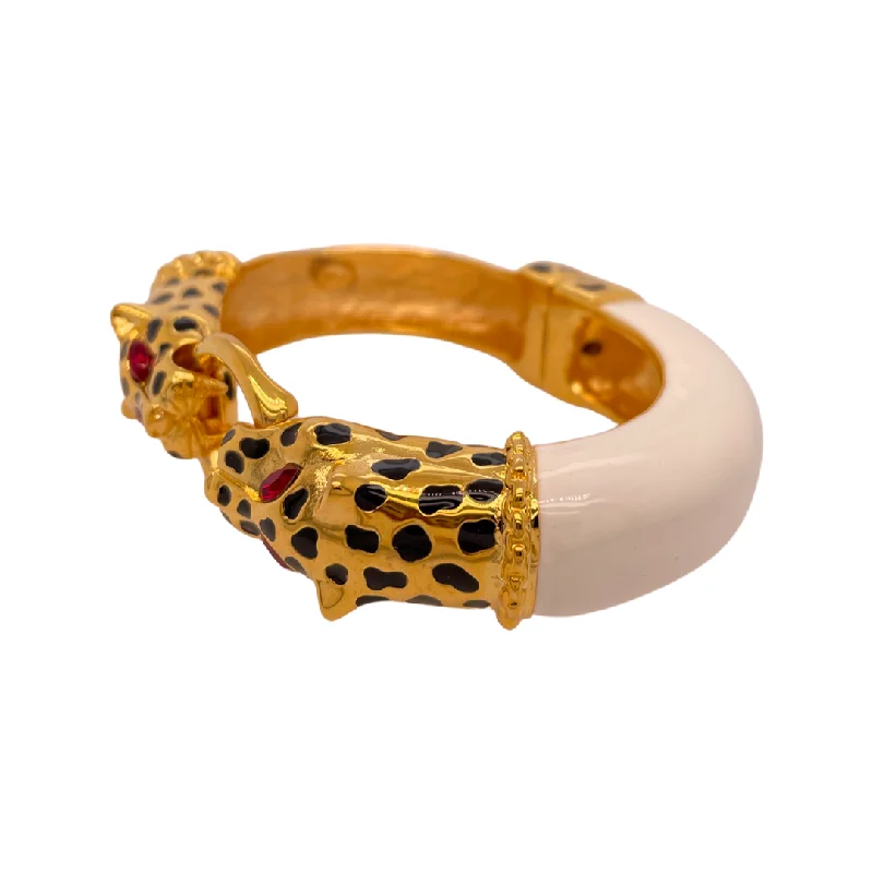 women’s gold cuff bracelets-White Leopard