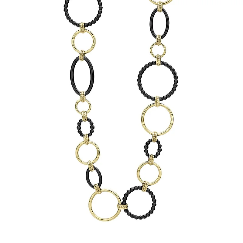 women’s luxury diamond necklaces-Gold and Black Ceramic Necklace