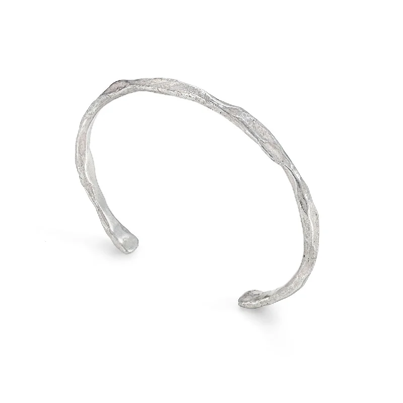 women’s charm bracelets-Craggy Cuff Silver