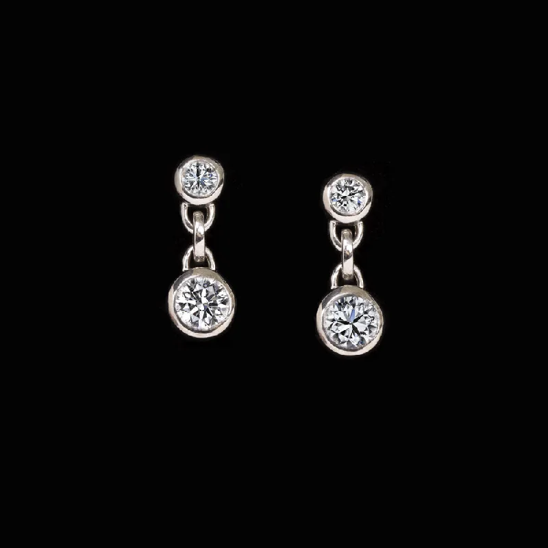 women’s adjustable earrings-0.65ct G-H VS DIAMOND DROP EARRINGS CLASSIC 14k WHITE GOLD BEZEL DANGLE NATURAL