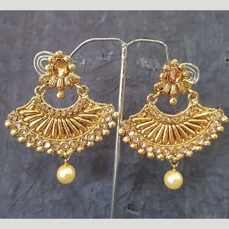 women’s butterfly earrings-Shreeji Gold Plated Crystal Stone Dangler Earrings