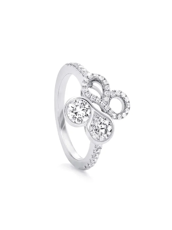 women’s romantic engagement rings with diamonds-Be Boodles Motif White Gold Diamond Ring