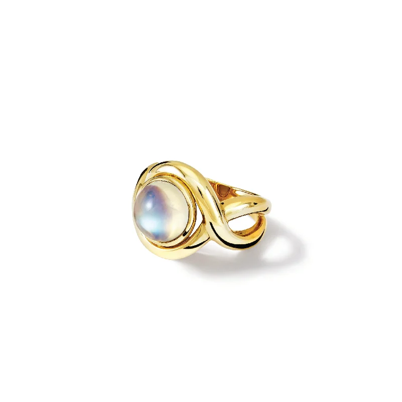 women’s custom-made rings-Severine Medium Ring Yellow Gold - Cabochon Moonstone