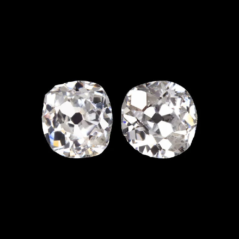 women’s silver ear cuffs-0.59ct OLD MINE CUT DIAMOND STUD EARRINGS H-I VS2-SI2 PAIR ANTIQUE PAIR ESTATE