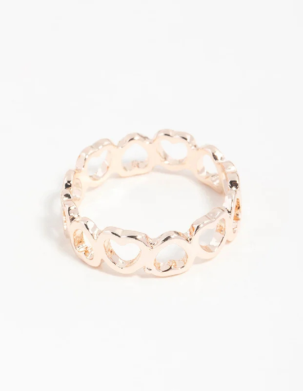 women’s eternity rings-Rose Gold Heart Band Ring