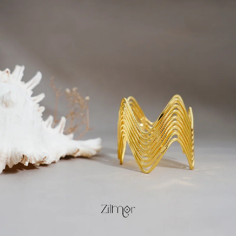 women’s luxurious bangles-AS1011116 -  Gold Toned Zig - Zag Adjustable Bangle