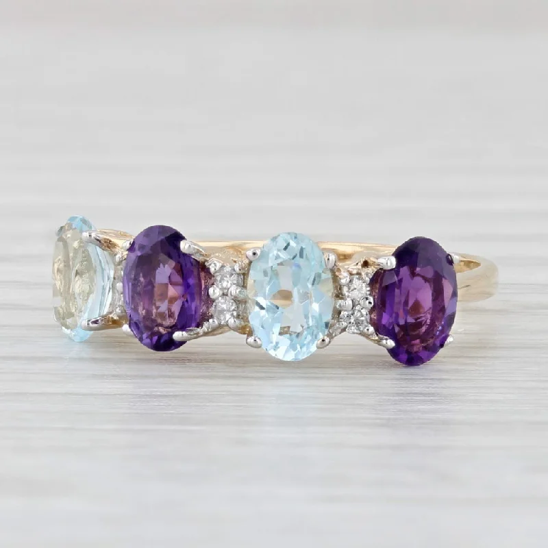 women’s classic engagement rings-2.09ctw Amethyst Topaz Diamond Ring 14k Yellow Gold Size 7.5