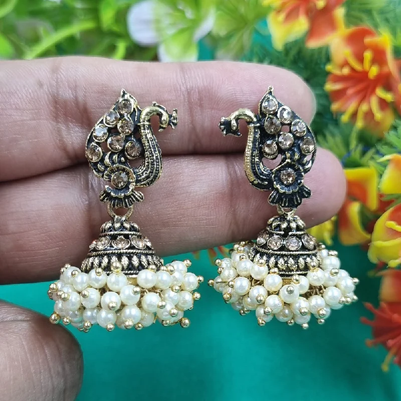 women’s opal earrings-Gehana Mahal Gold Plated Pearl Jhumki Earrings