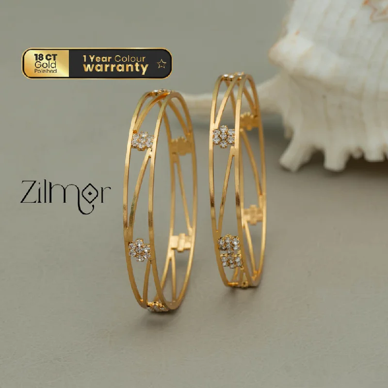 women’s luxury bracelets-KF101631  -Gold Plated stone bangle (pair)