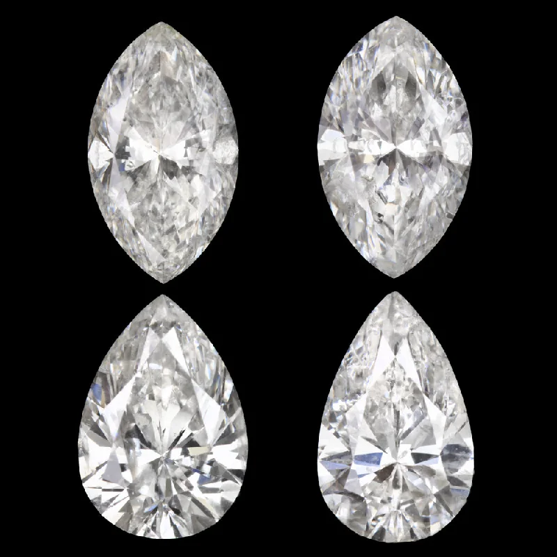 women’s rhinestone earrings-1.66ct PEAR MARQUISE SHAPE DIAMOD 4 STONE LAYOUT PARCEL DANGLE DROP EARRINGS