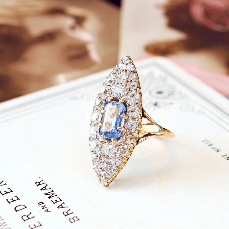 women’s diamond engagement rings for women-OH My Goodness!! Mesmerising Marvellous Marquise Sapphire & Diamond Ring