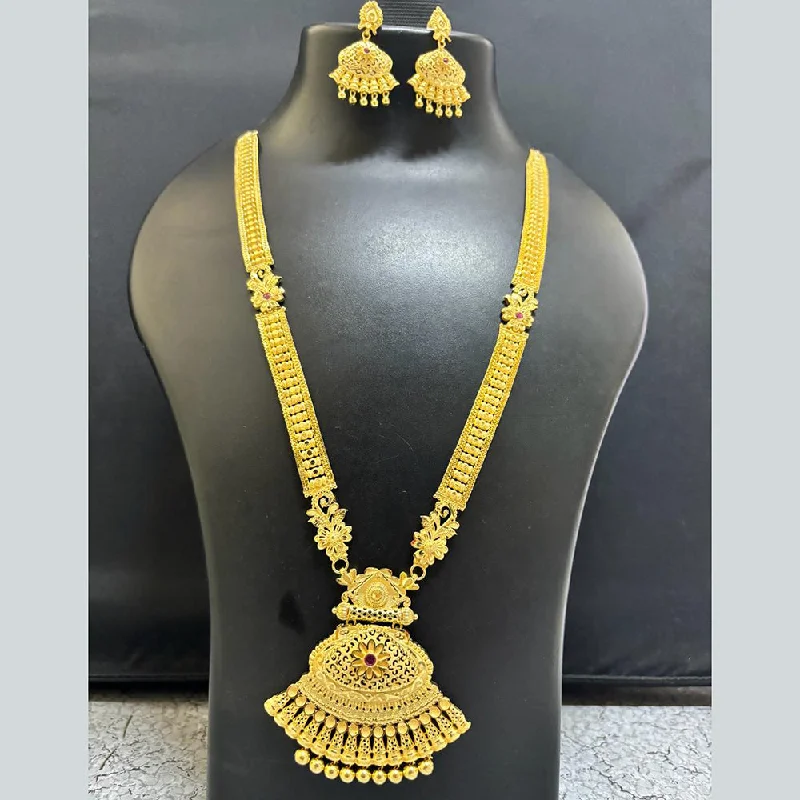 women’s diamond pendant necklaces-Pari Art Jewellery Forming Gold Long Necklace Set