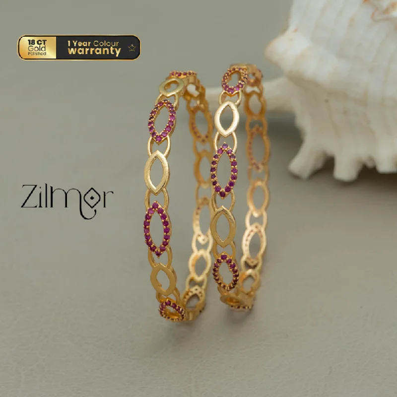 women’s large bangles-SG100200  - Gold Plated stone bangle (pair)