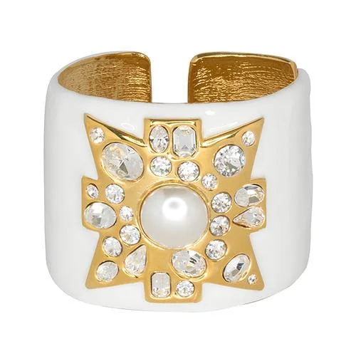 women’s handmade bangles-White Maltese cross