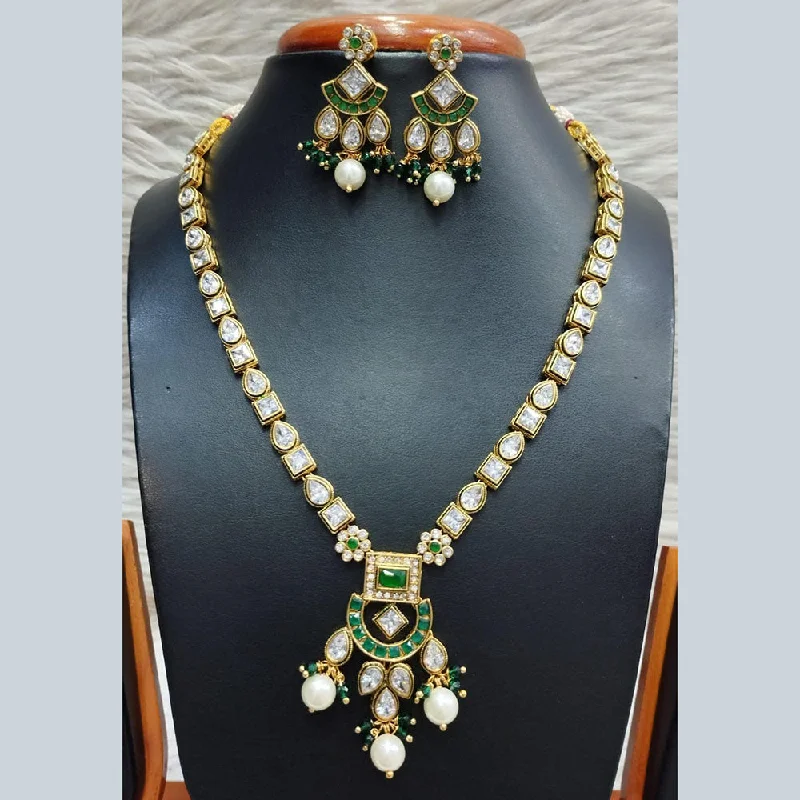 women’s wire necklaces-Jain Jewellers Gold Plated Polki Kundan Necklace Set