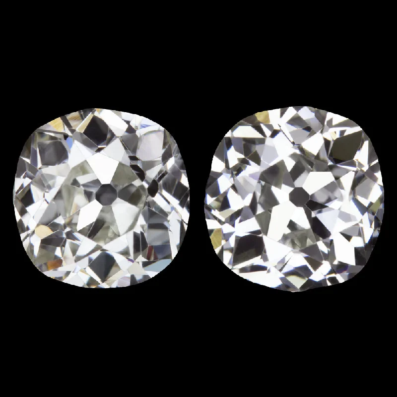 women’s silver earrings-2.55ct OLD MINE CUT DIAMOND STUD EARRINGS J VS ANTIQUE PAIR CUSHION SHAPE 2.5ct