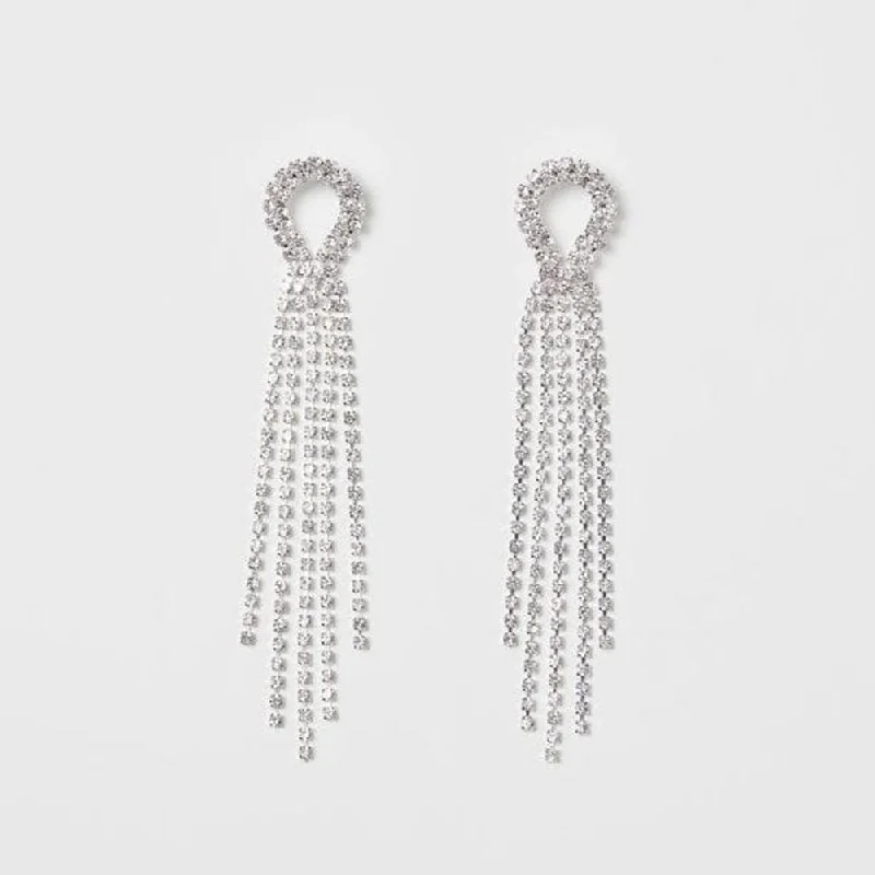 women’s sapphire earrings-Shagna Silver Plated Austrian Stone Dangler Earrings