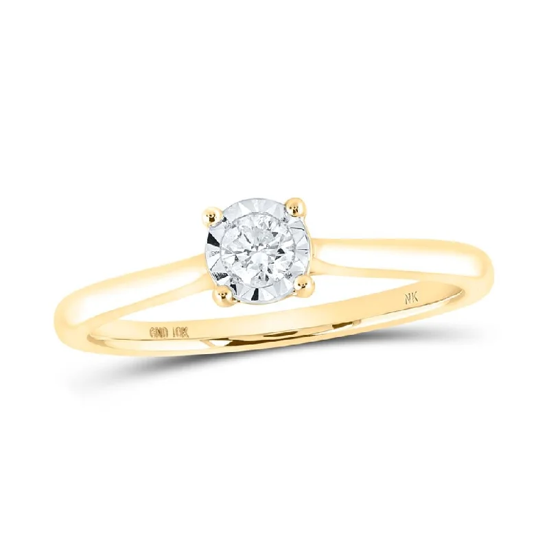 women’s eternity engagement rings-Miracle Solitaire Diamond Ring 10K Gold