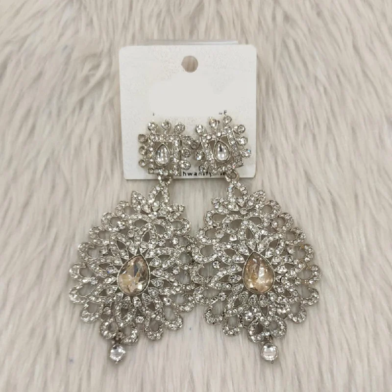 women’s romantic earrings-Dhwani Silver Plated Austrian Stone Dangler Earrings