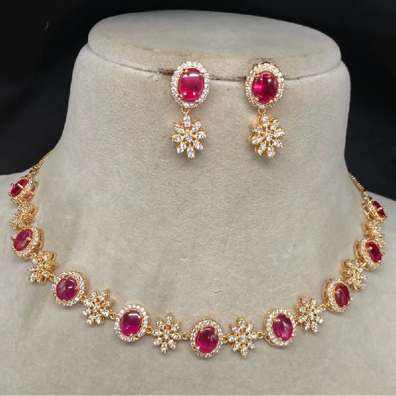 women’s charm necklaces-Royal Kundan Jewellery Gold Plated Austrain Stone Necklace Set