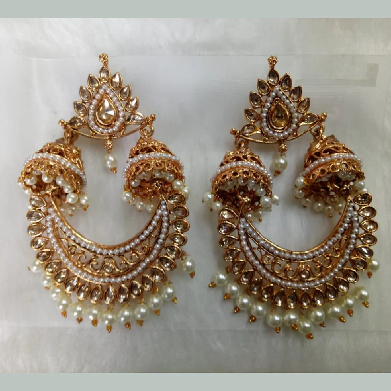 women’s emerald earrings-Khushboo Jewellers Gold Plated Crystal Stone And Pearl Dangler Earrings