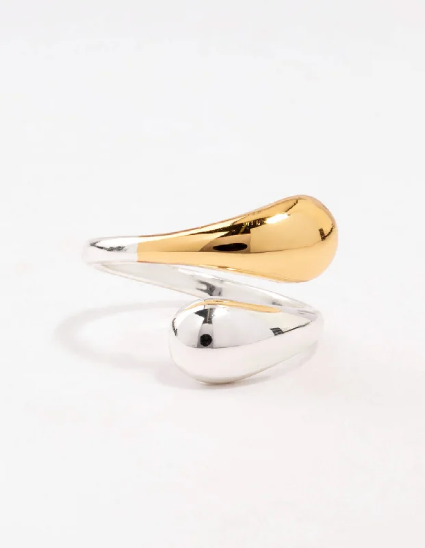 women’s stackable rings-Mixed Puffy Double End Wrapped Ring