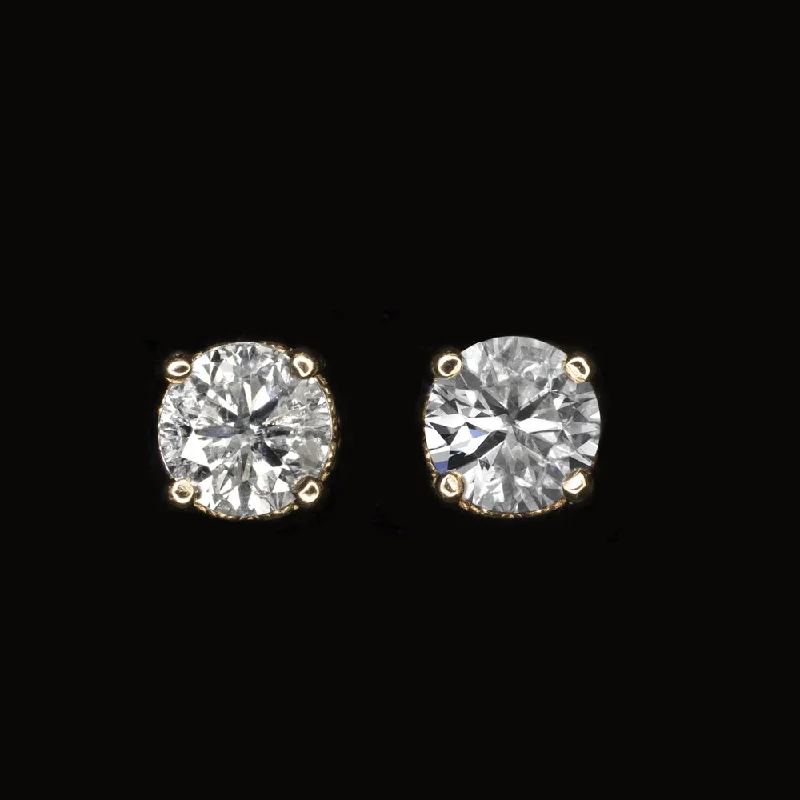 women’s sparkly earrings-0.79c VERY GOOD CUT NATURAL DIAMOND STUD EARRINGS ROUND CUT VINTAGE STYLE GOLD