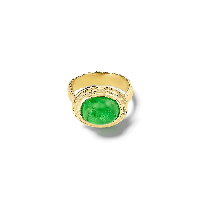 women’s personalized rings with name-Whirlpool II Ring 18ct Yellow Gold - Cabochon Tsavorite Garnet