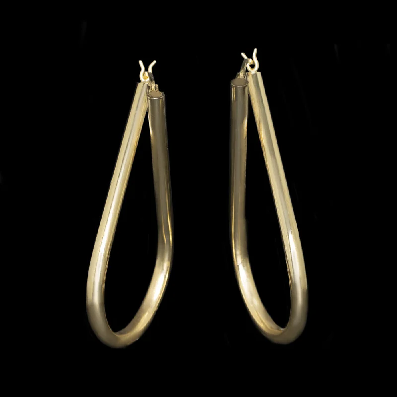 women’s gold earrings-14k YELLOW GOLD CRISS CROSS HOOP EARRINGS 2 INCH TEARDROP TWIST MINIMALIST GIFT