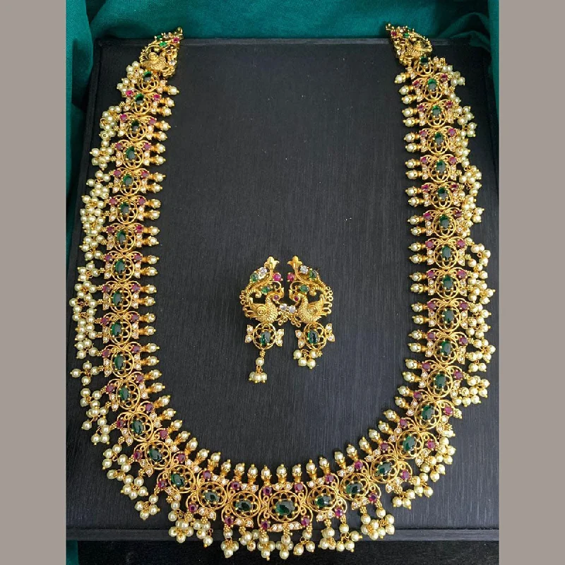 women’s minimalist necklaces-Royal Kundan Jewellery Gold Plated Polki Kundan And Pearls Necklace Set