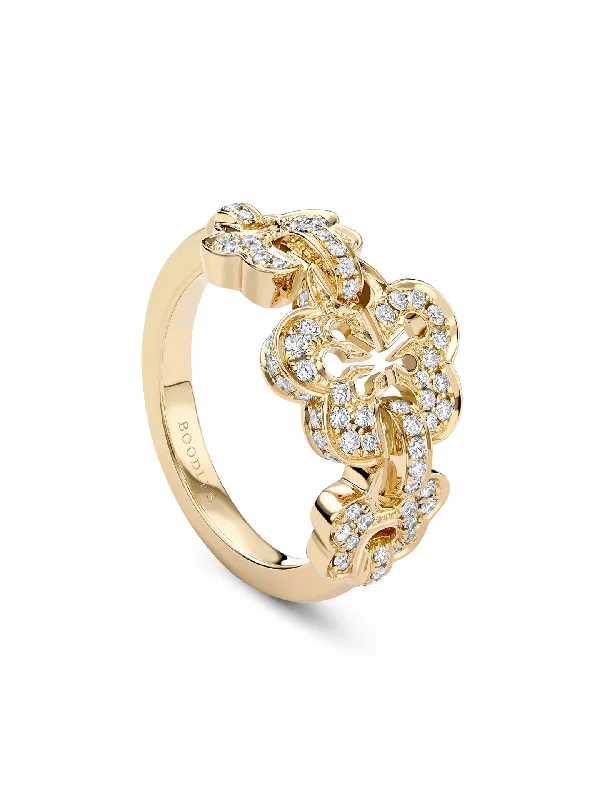 women’s bold diamond engagement rings-Blossom Triple Yellow Gold Diamond Ring