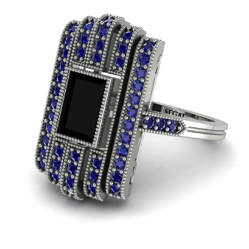 women’s engagement rings with diamonds and sapphires-Unmatched Style Gold Baguette Black Diamond Ring - Jean No. 69