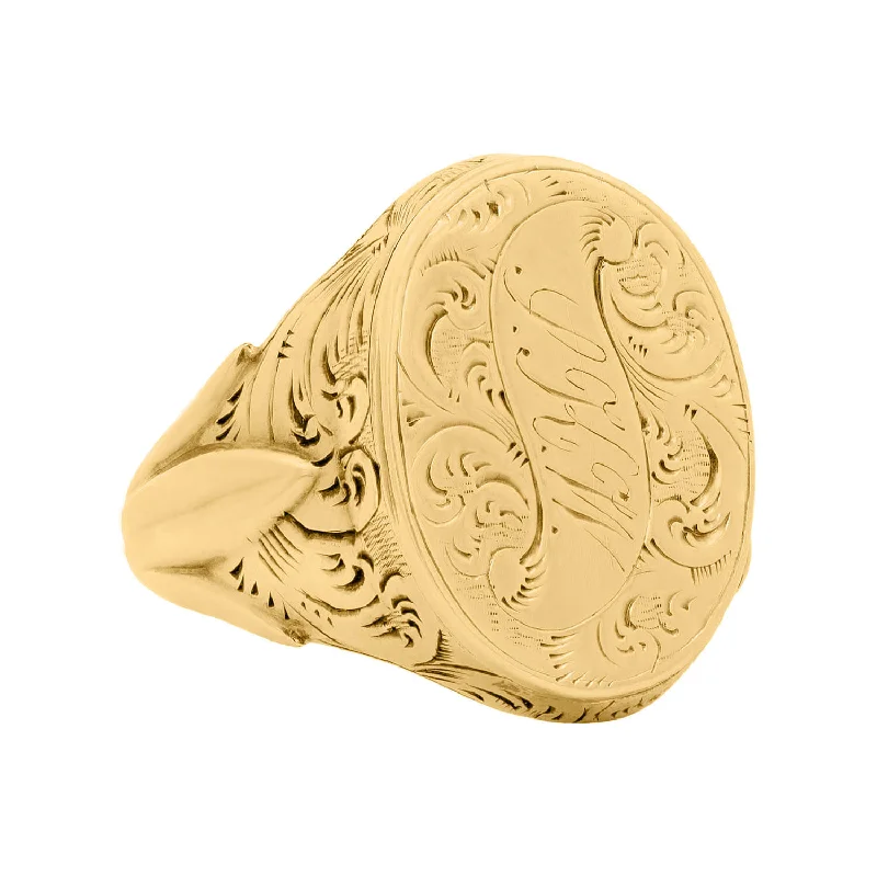 women’s luxury rings-Victorian 14k Monogram w/Floral Motif Locket Ring