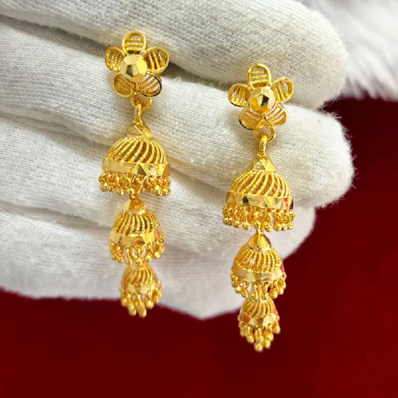 women’s statement earrings-Pari Art Jewellery Forming Gold Jhumki Earrings