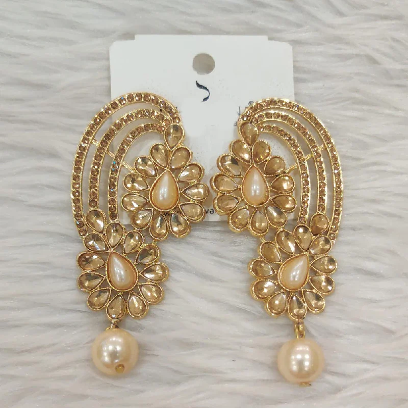 women’s glamorous earrings-Dhwani Gold Plated Austrian Stone Dangler Earrings