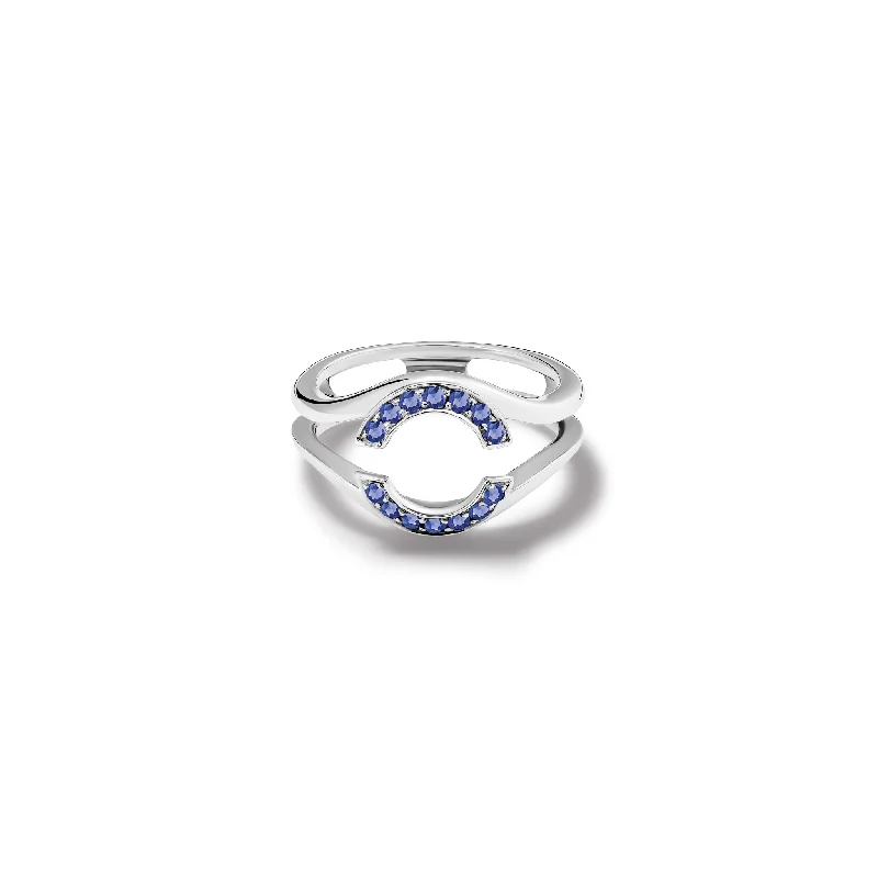 women’s promise rings-Aster Embrace Ring 18ct White Gold - Sapphire