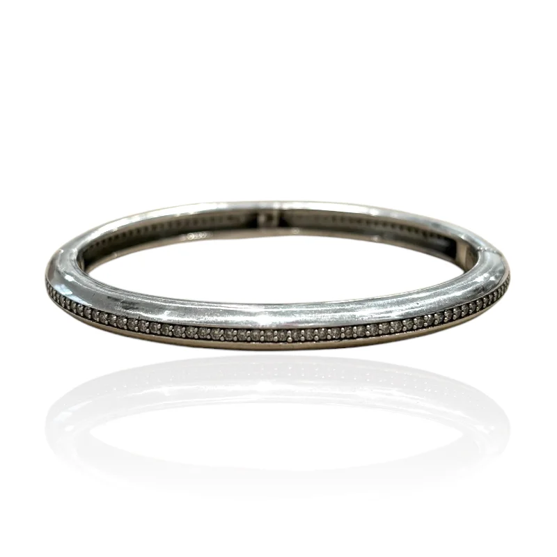 women’s trendy cuff bracelets-SILVER RIVA PAVE BANGLE