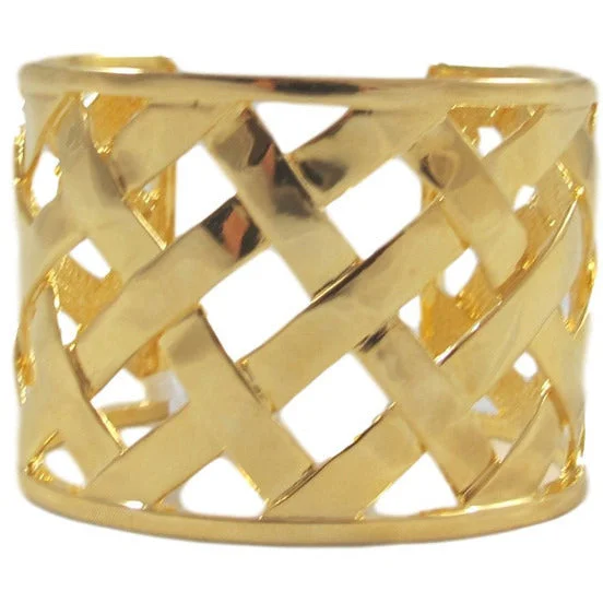 women’s gemstone bracelets-Gold Basketweave