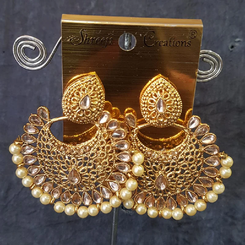 women’s double drop earrings-Shreeji Gold Plated Crystal Stone Dangler Earrings