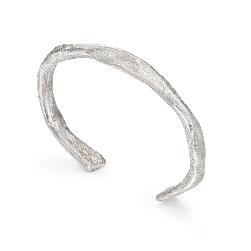 women’s stackable bracelets-Rugged Cuff Silver