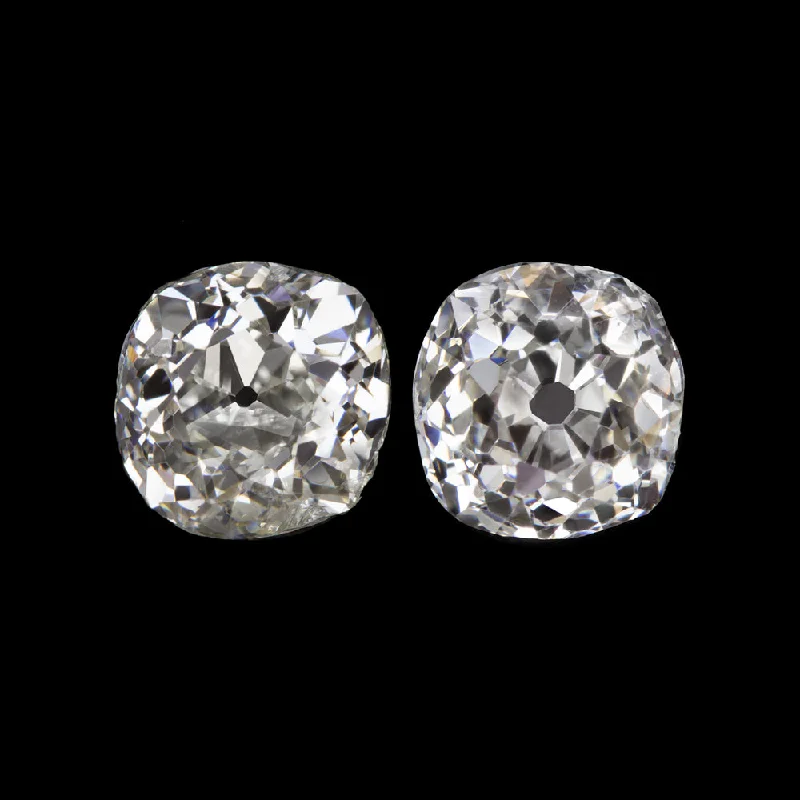 women’s sparkling earrings-0.76ct OLD MINE CUT DIAMOND STUD EARRINGS ANTIQUE PAIR LOOSE NATURAL CUSHION