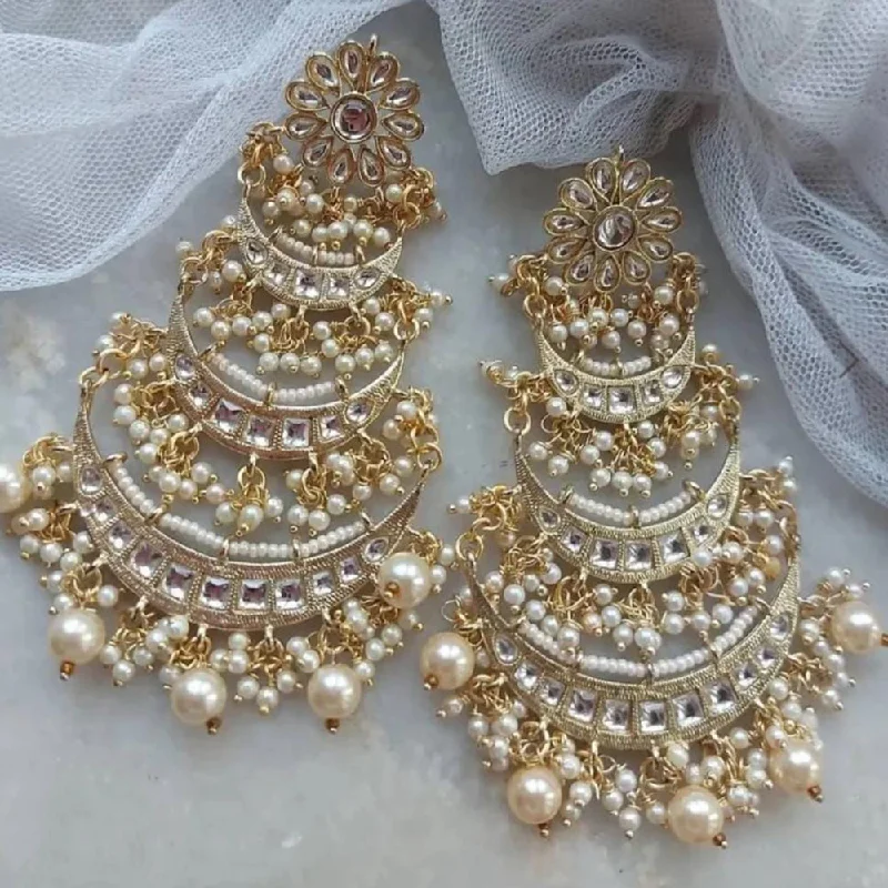 women’s crystal hoop earrings-Lucentarts Jewellery Gold Plated Kundan Stone Dangler Earrings