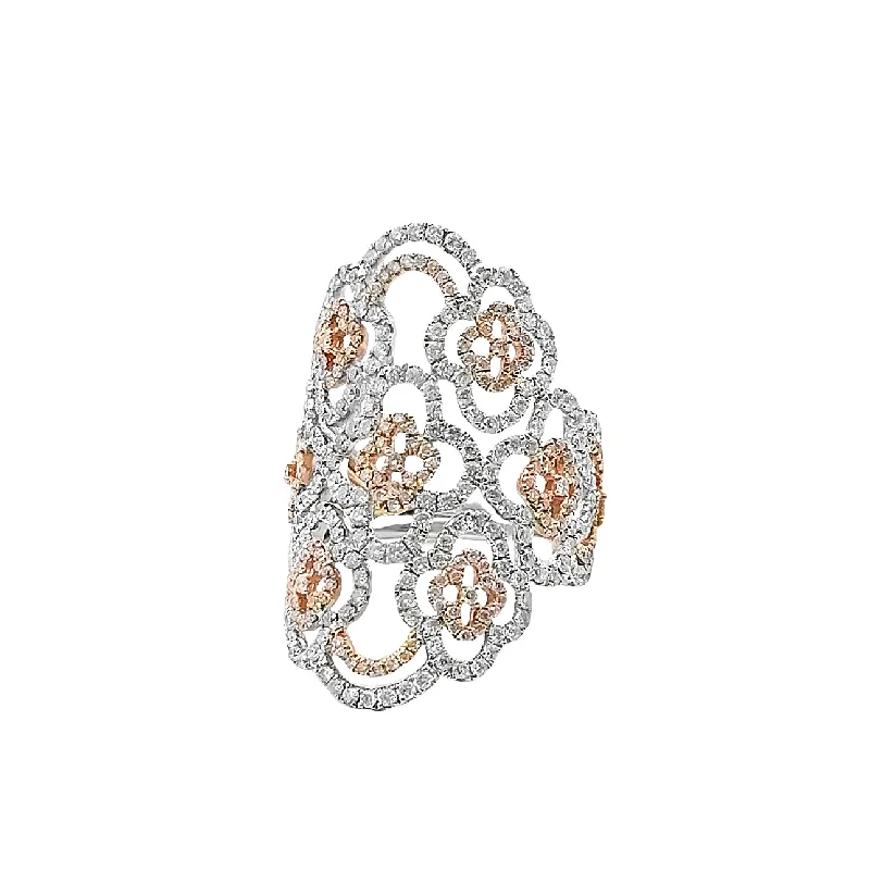 women’s white diamond engagement rings-Gregg Ruth Two-Tone Flower Lace Diamond Ring