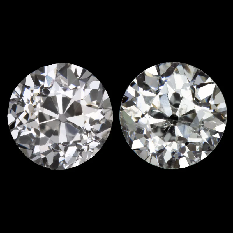 women’s clip-on earrings-1.07ct OLD EUROPEAN CUT DIAMOND STUD EARRINGS G VS2-SI2 VINTAGE PAIR NATURAL